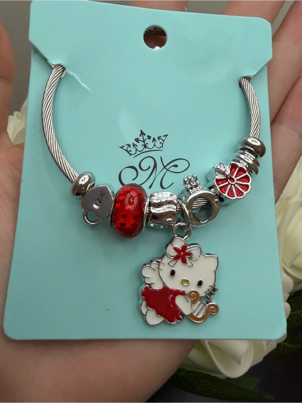 Hello Kitty Red & White Enamel Charm Bangle by Hello Kitty